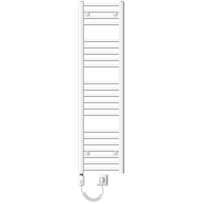 

Ecd Germany - Radiador eléctrico para baño 900W - 300 x 1400 mm - blanco - plano - con conexión lateral - radiador toallero