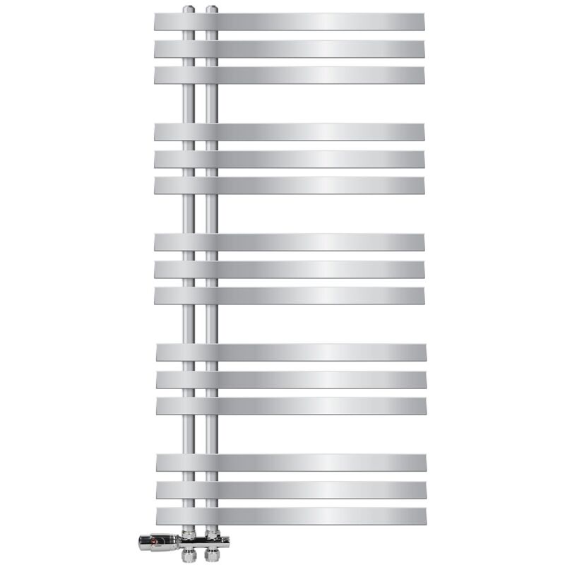 

Ecd Germany - Radiador termostato de baño cromado 600x1200mm + juego de conexión central con kit de montaje en pared gel de protección contra heladas