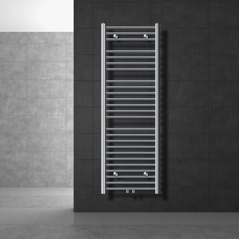 

ECD Germany Radiador toallero de baño - 500 x 1500 mm - Cromo - Plano con conexión central - Radiador Calentador Decorativo