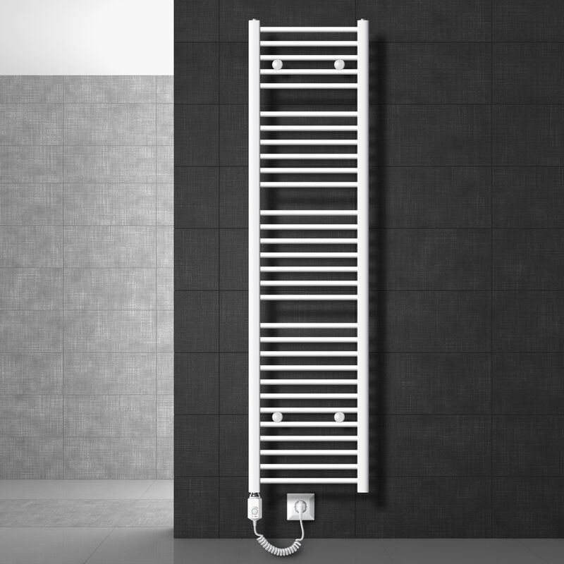 

ECD Germany Radiador toallero de baño eléctrico 1200W - 400 x 1800 mm - blanco - plano - con conexión lateral - Toalleros electricos