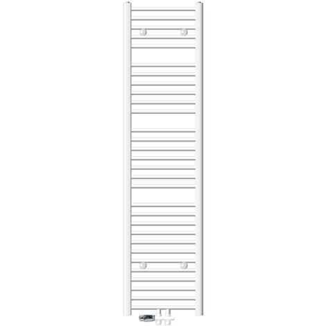 ECD Germany Radiador Toallero de Baño Sahara 400 x 1800 mm Blanco Recto con Conexión Central en Forma Recta al Suelo, Calentador Secador de Toallas con Kit de Montaje Incluído