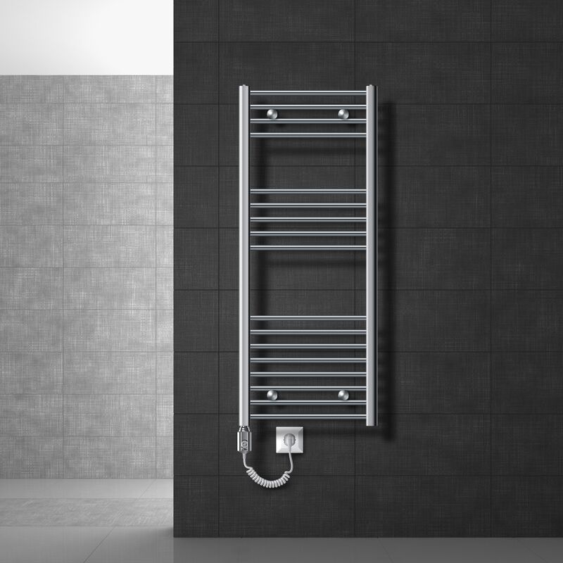 

Ecd Germany - Radiador Toallero eléctrico - 500 x 1200 mm - blanco - curvado con conexión lateral - radiador toallero Secador de toallas 1200W