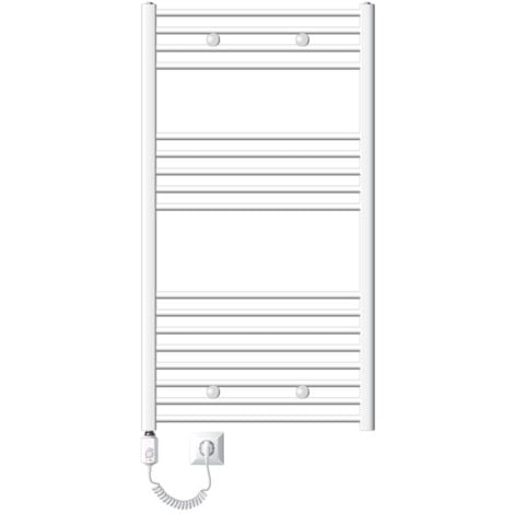 ECD Germany Radiador toallero eléctrico - 750 x 1200 mm - blanco - plano - con conexión lateral - Secador de toallas 900W