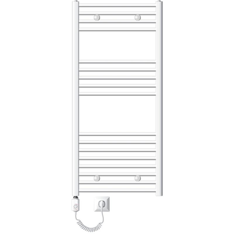 

Radiador toallero eléctrico para baño - 600 x 1200 mm - 1200W - blanco - curvado - con conexión lateral - Calentador de toallas electrico - Ecd