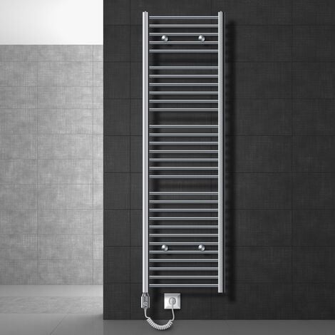 ECD Germany Radiador toallero para baño eléctrico 900W - 500 x 1800 mm - Cromado - recto con conexión lateral - secador de toallas