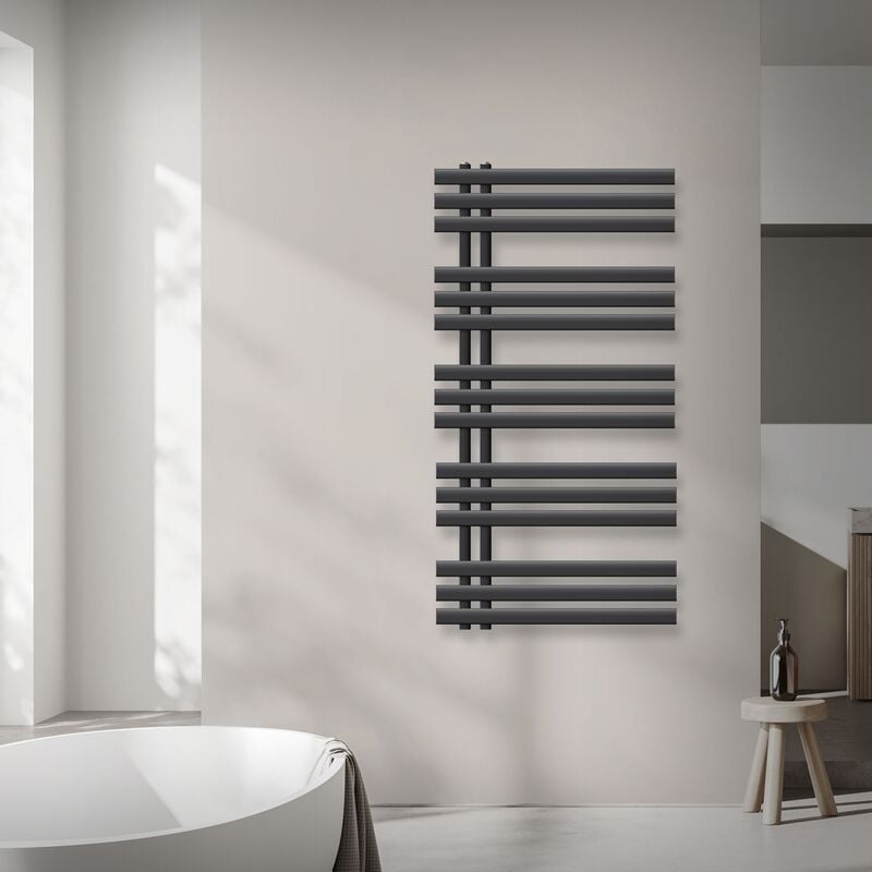 Ecd Germany Iron em Design Radiateur Sèche-Serviettes - 600 x 1200 mm - Anthracite - sans Elément Chauffant Electrique - Sèche Serviette pour Salle