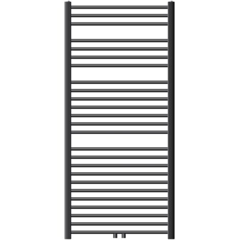 ECD Germany Radiateur Design Sahara Non Électrique - 750 x 1500 mm - Anthracite - Connexion Central - sans Kit de Raccordement - Forme Courbé - avec Kit Montage Mural - Sèche-Serviettes Salle de Bain