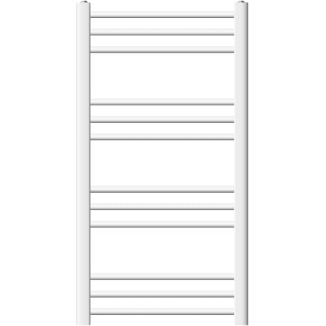 ECD Germany Radiatore Sahara Scaldasalviette Moderno Per Bagno - 500 X 800 mm - Bianco-  Acciaio - Dritto con Attacco Laterale - Radiatore Scaldasalviette Asciugamani Riscaldamento Non Elettrico