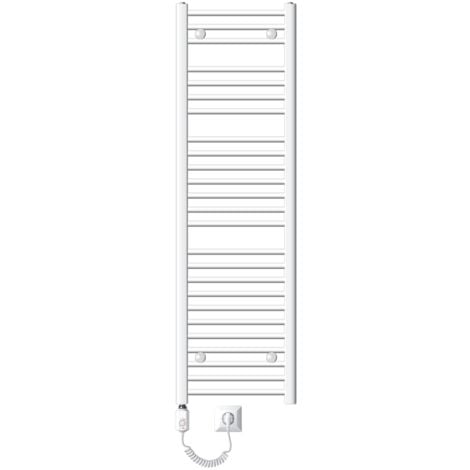 ECD Germany Radiatore Scaldasalviette Elettrico 900W Termoarredo da Bagno Moderno in Acciaio Bianco - 400 x 1500 mm - Bianco - Dritto con Attacco Laterale - Scaldasalviette Asciugabiancheria