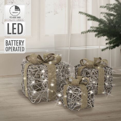 Pack de 3 Boîtes Cadeaux de Noël LED Ribbon - Ledkia