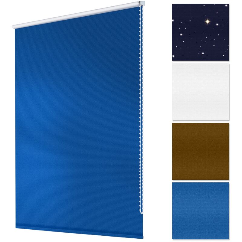 Image of Tende Oscuramenti 55x150cm Blu Scuro con KlemmFix Senza Foratura in Poliestere e Cotone con Catena Protezione Sole con Materiale di Montaggio - Ecd