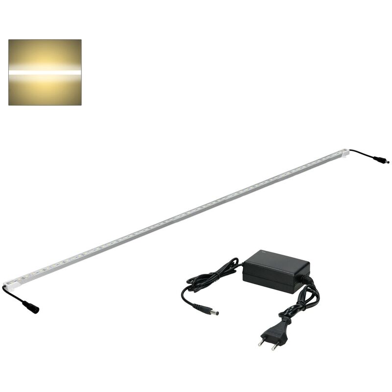 

Tira de 60 LED impermeable 1m + fuente de alimentación 12V + Cinta impermeable empotrable Blanco cálido 3000K 638 lumens - Ecd Germany