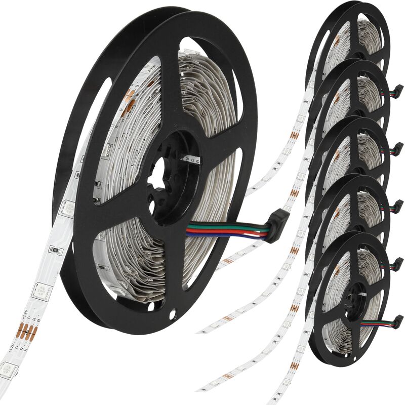

Tira de LED RGB 30m (6x5m) 3528 SMD se puede cortar a interfaces marcadas 60 LED / Voltaje del medidor DC12V haz 120 ° vida útil aproximadamente