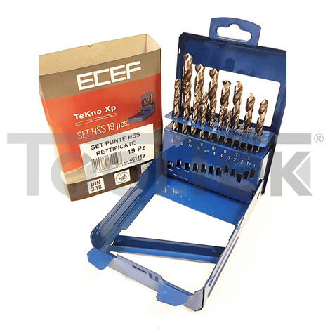 ECEF ITALY SERIE PUNTE HSS 19pz 1-10mm ACCIAIO METALLO FERRO