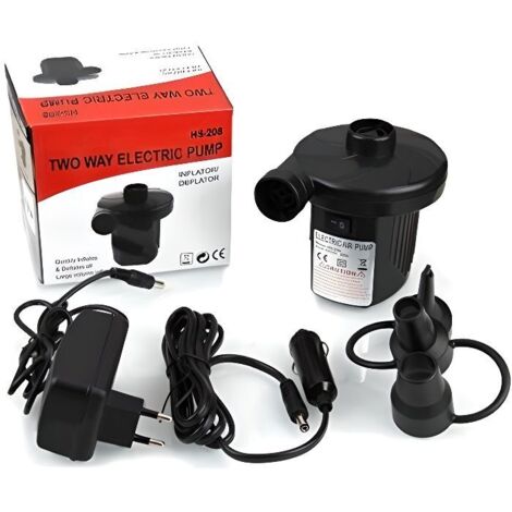 Ecent Gonfleur Dégonfleur Electrique Pompe à air électrique avec 3 Buses DC12 V/AC 220 V Pour Matelas Gonflable, Camping, Lit etc