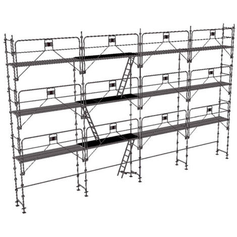 Echafaudage 104m² - Structure + Planchers + Garde-corps - Multidirectionnel - MEKA48P-104-SP