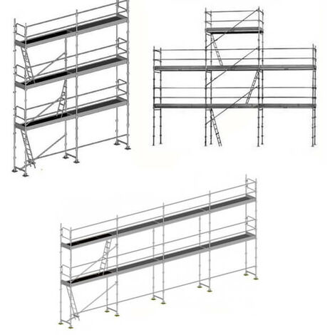 Echafaudage 3 en 1 - Structure + Planchers - Version garde-corps - DUO-3-1-SP