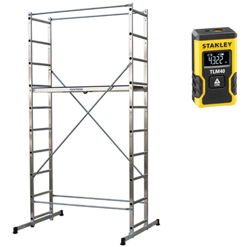 Echafaudage domestique: Hauteur de travail max 3.78m + Escabeau 3 marches - 203702-Q50/3