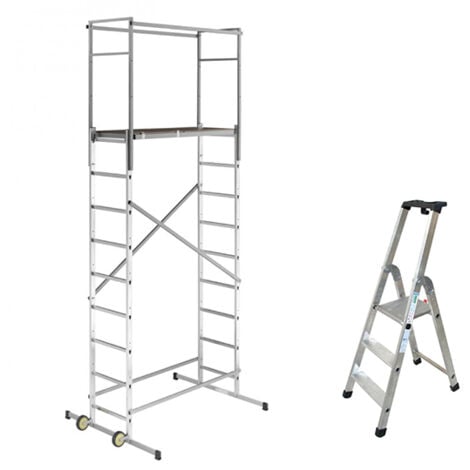 Echafaudage domestique: Hauteur de travail max 4.5m  + Escabeau 3 marches - 9475-901-Q50/3