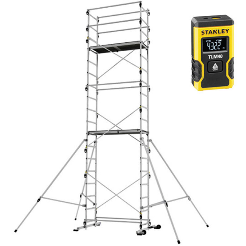 Echafaudage domestique - Hauteur de travail maximale de 6.65m + Escabeau 3 marches - TEKUP/REH-Q50/3