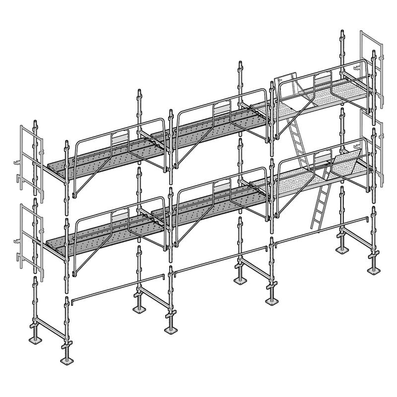 Echafaudage façadier 60 m² garde-corps sécurité planchers