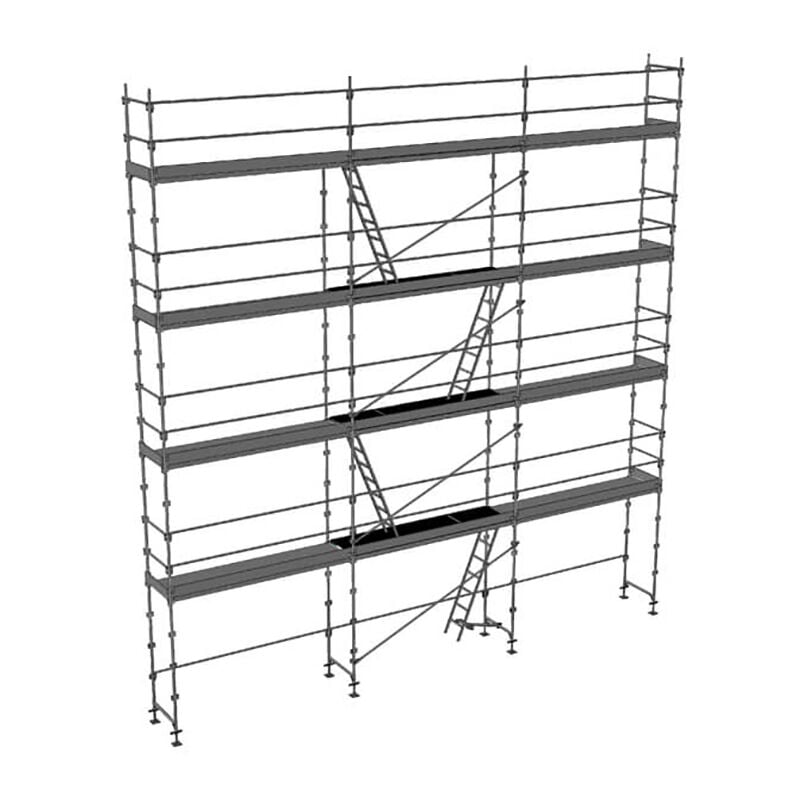 Matisère - Echafaudage fixe de façade 100m² - Structure + Planchers + Plinthes + Garde-corps - DUO100GCM-SPP