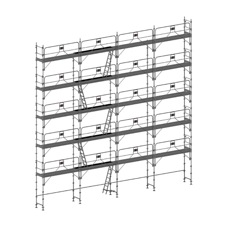 Echafaudage fixe de façade 156m² - Structure + Planchers + Plinthes + Garde-corps - DUO156GC-SPP