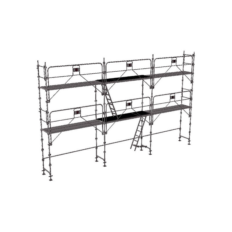 Echafaudage fixe de façade 60m² - Structure + Planchers + Garde-corps - DUO60GC-SP