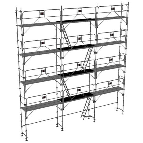 Echafaudage fixe de façade 100m² - Structure et planchers + Garde-corps - DUO100GCM-SP
