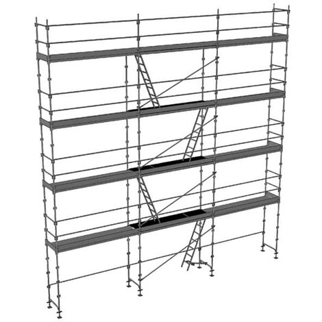 Echafaudage fixe de façade 100m² - Structure + Planchers + Plinthes + Garde-corps - DUO100GCM-SPP