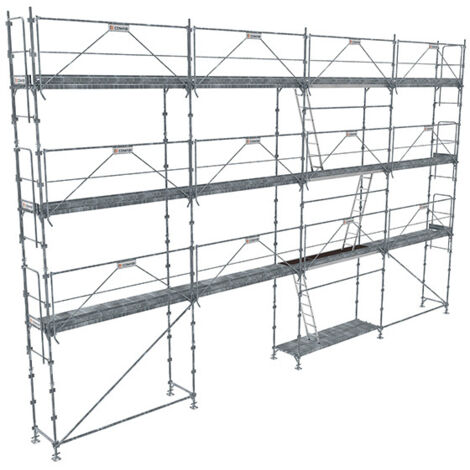Echafaudage fixe de façade 104m² - Plancher Acier - Structure Acier - Garde-corps Monoblocs - R200GCM-104-SPP/A