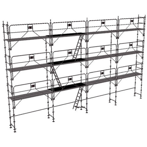 Echafaudage fixe de façade 104m² - Structure et planchers + Garde-corps - DUO104GC-SP