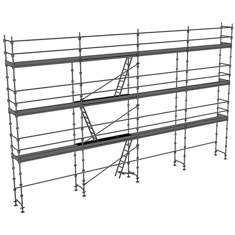 Echafaudage fixe de façade 104m² - Structure + Planchers + Plinthes + Lisses - DUO104-SPP