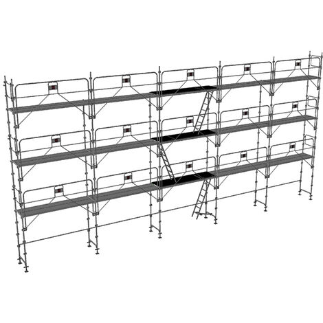 Echafaudage fixe de façade 128m² - Structure et planchers + Garde-corps - DUO128GC-SP