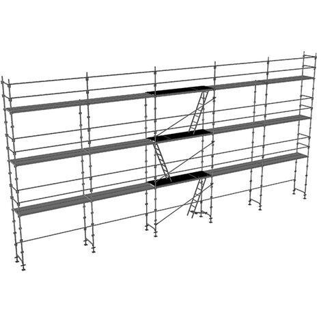 Echafaudage fixe de façade 128m² - Structure et planchers + Lisses - DUO128-SP