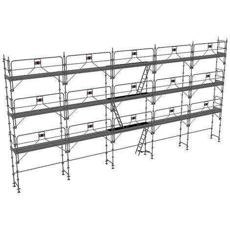 Echafaudage fixe de façade 128m² - Structure + Planchers + Plinthes + Garde-corps - DUO128GC-SPP