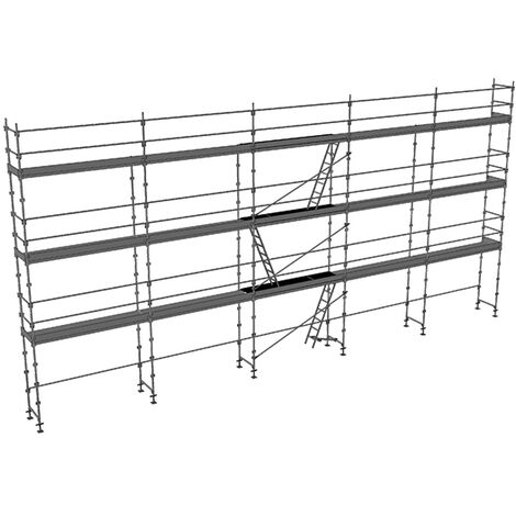 Echafaudage fixe de façade 128m² - Structure + Planchers + Plinthes + Lisses - DUO128-SPP
