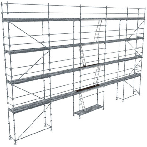 Echafaudage fixe de façade 160m² - Plancher Acier - Structure Acier - Garde-corps Lisses - R200GCL-160-SPP