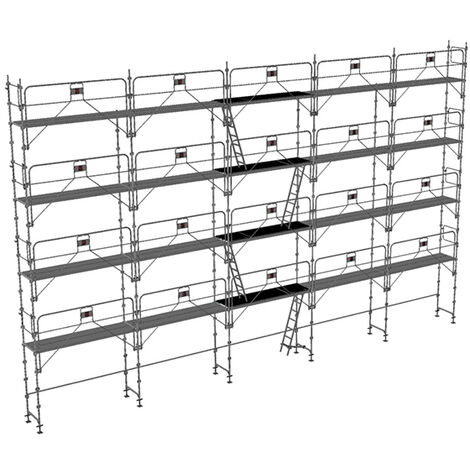 Echafaudage fixe de façade 160m² - Structure et planchers + Garde-corps - DUO160GC-SP