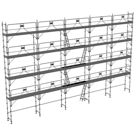 Echafaudage fixe de façade 160m² - Structure + Planchers + Plinthes + Garde-corps - DUO160GC-SPP
