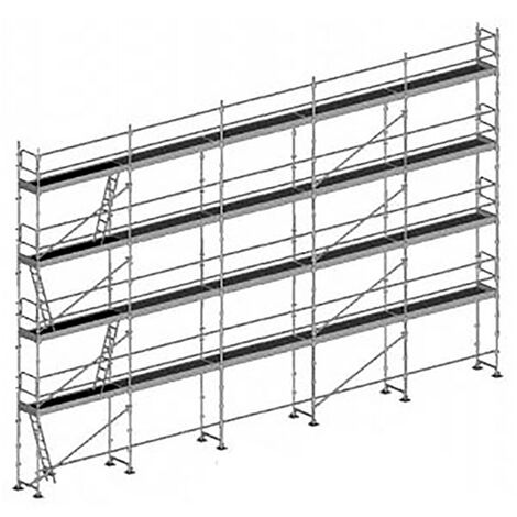 Echafaudage fixe de façade 160m² - Structure + Planchers + Plinthes + Lisses - DUO160-SPP