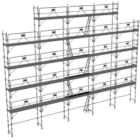 Echafaudage fixe de façade 180m² - Structure + Planchers + Plinthes + Garde-corps - DUO180GC-SPP