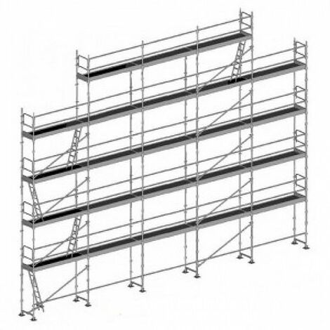Echafaudage fixe de façade 180m² - Structure + Planchers + Plinthes + Lisses - DUO180-SPP