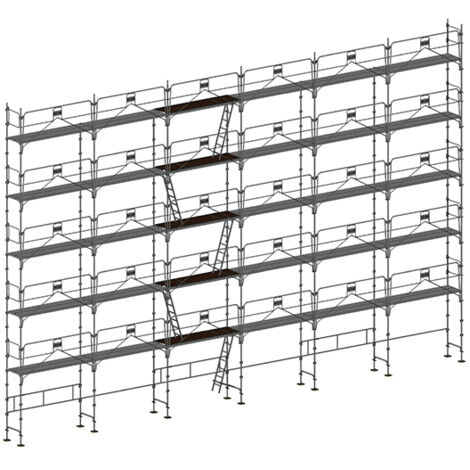Echafaudage fixe de façade 228m² - Structure et planchers + Garde-corps - DUO228GC-SP
