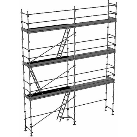 Echafaudage fixe de façade 56m² - Structure + Planchers + Plinthes + Lisses - DUO56-SPP