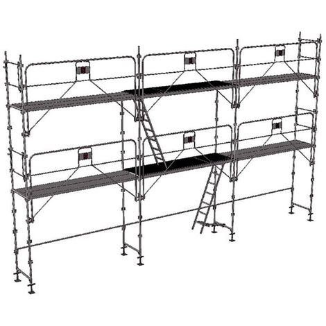 Échafaudage fixe de façade 60m² – Acier galvanisé Ø 45 mm – Hauteur de travail max 6 m – Charge 300 kg/m² – DUO60GCSP