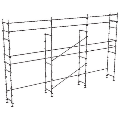 Échafaudage fixe de façade 60m² – Acier galvanisé Ø 45mm – Hauteur max 4m – Surface de travail 10m x 6m – DUO60S