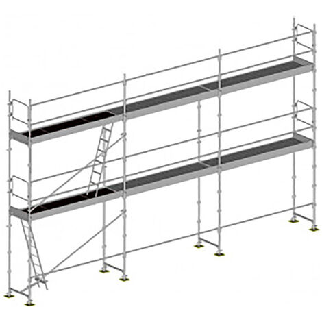 Echafaudage fixe de façade 60m² - Structure + Planchers + Plinthes + Lisses - DUO60-SPP