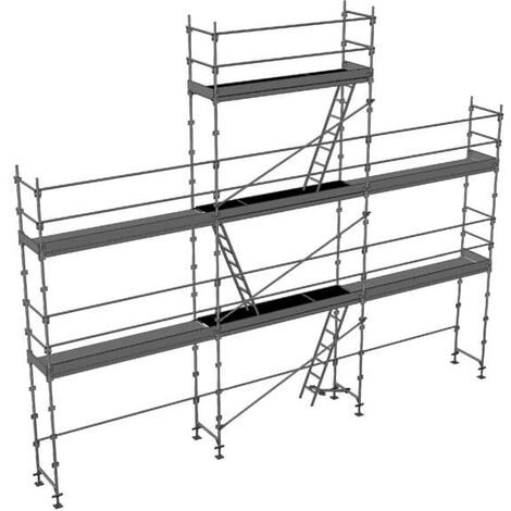 Echafaudage fixe de façade 68m² - Structure + Planchers - Version lisses - DUO68-PI-SP