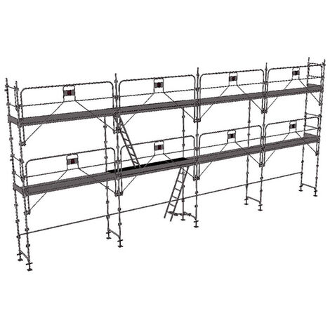 Echafaudage fixe de façade 78m² - Structure + Planchers + Plinthes - Version garde-corps - DUO78GC-SPP